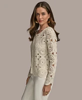 Donna Karan New York Women's Crochet Cotton Blend Cardigan