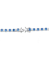 Sterling Silver White Gold Plated with Colored Cubic Zirconia Tennis Bracelet