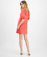 Anne Klein Women's Square-Neck Puff-Sleeve Eyelet Dress
