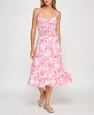 Trixxi Juniors' Printed Twist-Front Midi Dress