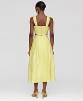 Avec Les Filles Women's Cotton Embroidered Midi Skirt