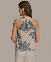 Donna Karan New York Women's Sleeveless Printed V-Neck Blouse