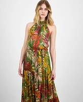 Anne Klein Women's Printed Chiffon Halter Maxi Dress