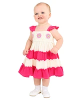 Rare Editions Baby Girls Flower Crochet Cotton Tiered Dress