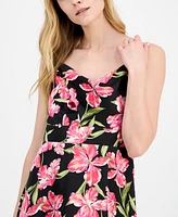 Anne Klein Women's Printed Satin Tiered Cowlneck Maxi Dress