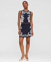 Avec Les Filles Women's Seahorse Embroidery Sleeveless Shell Top