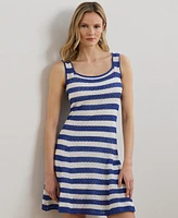 Lauren Ralph Women's Striped Pointelle-Knit Sweater Dress