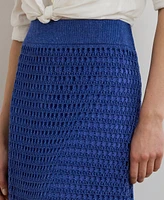 Lauren Ralph Women's Pointelle-Knit Linen-Blend Sweater Skirt
