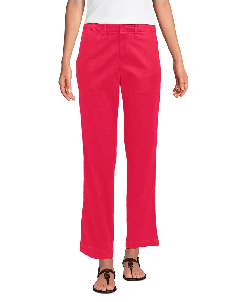 Lands' End Women's Mid Rise Classic Straight Leg Chino Ankle Pants