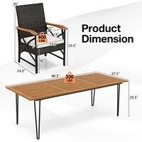 Gymax 9 Pcs Outdoor Patio Dining Set Armchairs Set of 8 & Acacia Wood Square Table