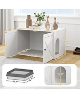 PawHut Cat Litter Box Enclosure, Hidden Litter Box Furniture,