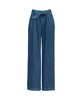 Lands' End Women's High Ridge Twill Pull On Pleated Wide Leg Pants