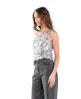 endless rose Women's Multi Sequins Sleeveless Top