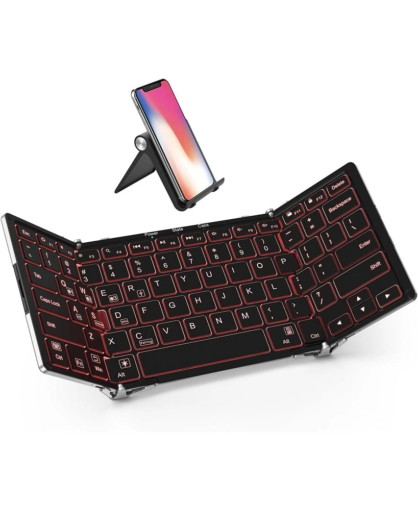 Backlit Foldable Keyboard, BK05 Wireless Folding Keyboard with Backlight, Portable Bluetooth Keyboard for Travel