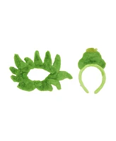 Grinch Plush Headband with Furry Collar Set