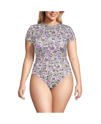 Lands' End Plus Tugless Cap Sleeve Tankini Top