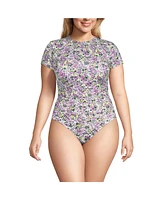 Lands' End Plus Tugless Cap Sleeve Tankini Top