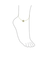 Bling Jewelry Cubic Zirconia Cz Four Leaf Clover Shamrock Flower Anklet Lucky Charm Link Ankle Bracelet Yellow Gold Plated .925 Sterling Silver