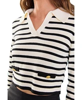 endless rose Women's Striped Knit collared Sweater