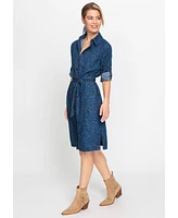 Olsen Women's Paisley Denim Shirt Dress