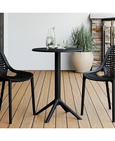23.5" Outdoor Polypropylene Resin Round Patio Bistro Dining Table for 2