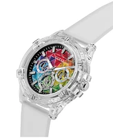 Guess Men's Multi-Function Clear Silicone Strap Watch, 48mm