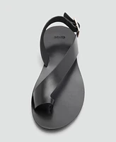Mango Women's Cross Strap Leather Sandals