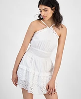 And Now This Women's Eyelet High Halter Fit & Flare Dress, Exclusively at Macy's