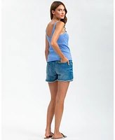 Pietro Brunelli Maternity Stretch Denim Frayed Hem Shorts