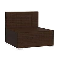 4 Seater Sofa with Cushions Brown Poly Rattan