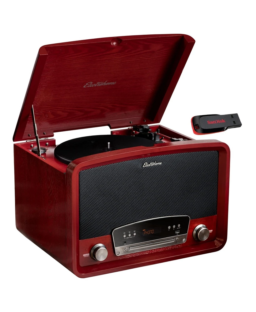 Electrohome Kingston 7-in-1 Vintage Vinyl Record Player Stereo System