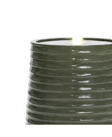 LuxenHome Emerald Ribbed Top with Ivory Bottom 27.56" Tall Resin Fountain with Lights