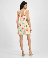 Bar Iii Printed V-Neck Empire-Waist Sleeveless Dress, Exclusively at Macy's