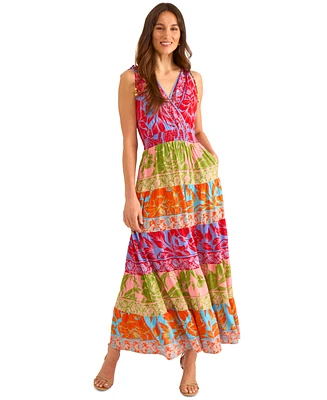 Vince Camuto Women's Printed Surplice-Neck Maxi Dress