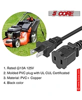 5 Core Ac Power Cord 10 Ft • 2 Prong Extension Adapter • 16AWG/2C 125V 13A • Us Polarized Male to Female Outlet Extension Cable B