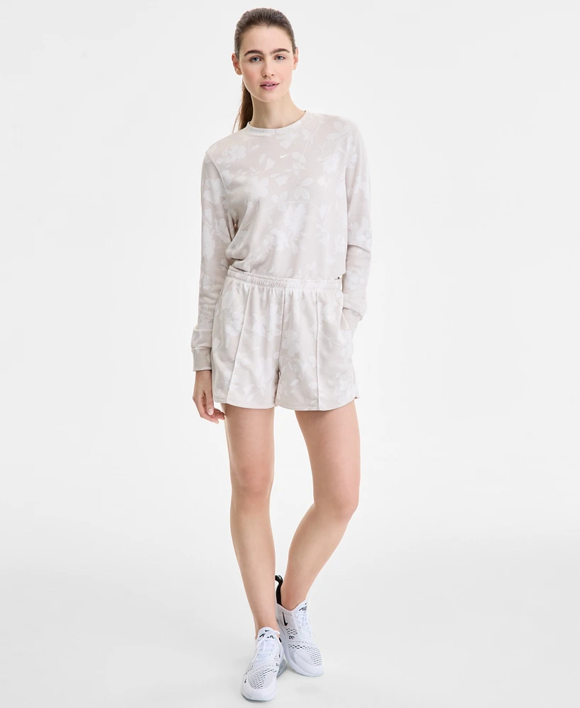 Nike Women's Printed Mid-Rise Pull-On Terry Shorts