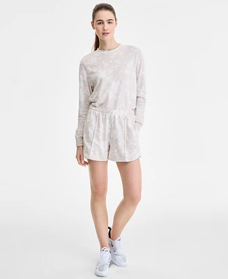 Nike Women's Printed Mid-Rise Pull-On Terry Shorts