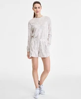 Nike Women's Printed Mid-Rise Pull-On Terry Shorts