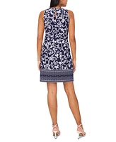 Msk Women's Mixed-Print Keyhole-Back Shift Dress