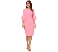 Adrianna Papell Women's Crepe Tiered-Sleeve Sheath Dress