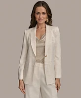 Donna Karan New York Women's Linen-Blend Jacquard One-Button Blazer, Regular & Petite