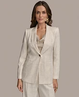 Donna Karan New York Women's Linen-Blend Jacquard One-Button Blazer, Regular & Petite