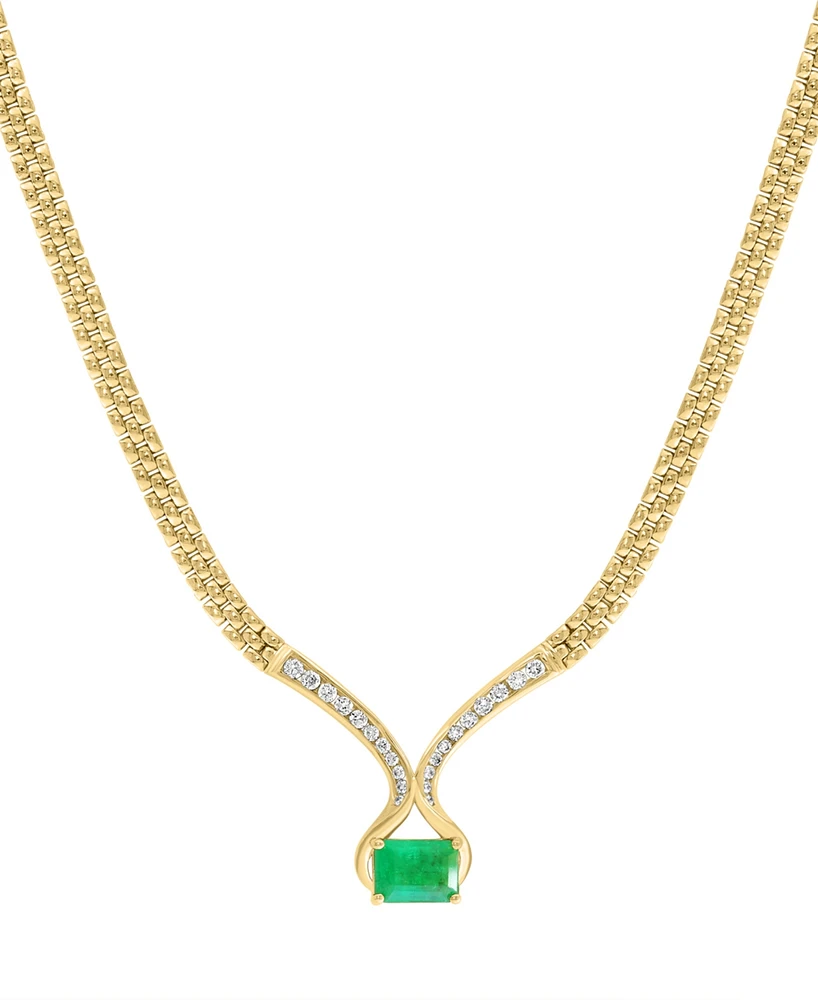 Effy Emerald (1-3/8 ct. t.w.) & Diamond (1/3 ct. t.w.) Fancy 16" Collar Necklace in 14k Gold