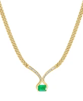 Effy Emerald (1-3/8 ct. t.w.) & Diamond (1/3 ct. t.w.) Fancy 16" Collar Necklace in 14k Gold
