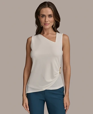 Donna Karan New York Women's Sleeveless Asymmetric Neckline Top, Regular & Petite Sizes