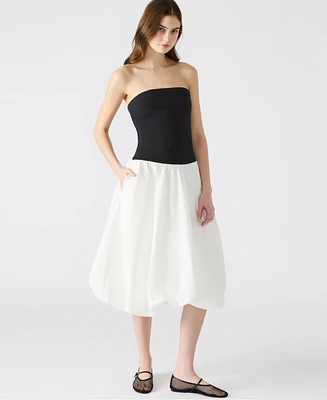 Steve Madden Women's Oliver Mixed-Media Bubble-Hem Dress