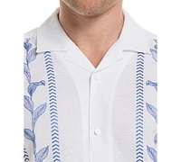 Cubavera Men's Linen Blend Embroidery Leaf Button-Down Shirt