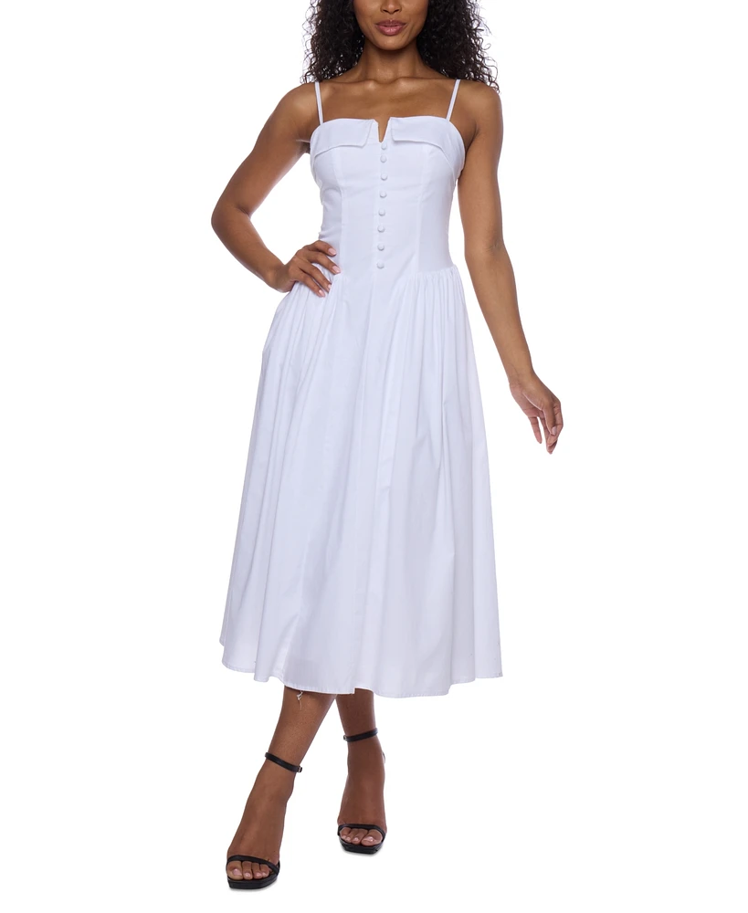 Alex & Sophia Juniors' Sleeveless Straight-Neckline Midi Dress