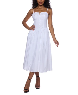 Alex & Sophia Juniors' Sleeveless Straight-Neckline Midi Dress
