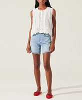 Astr the Label Women's Alisa Eyelet Cotton Sleeveless Top